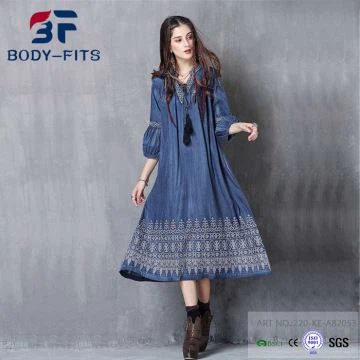 Vestido de mezclilla vintage otoñal