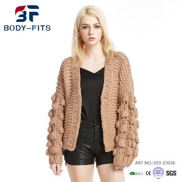 Cárdigan grueso de lana gruesa para mujer