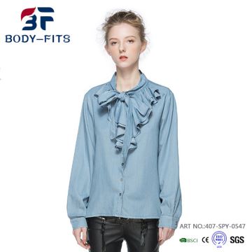 Camisa de manga larga de manga larga de las mujeres